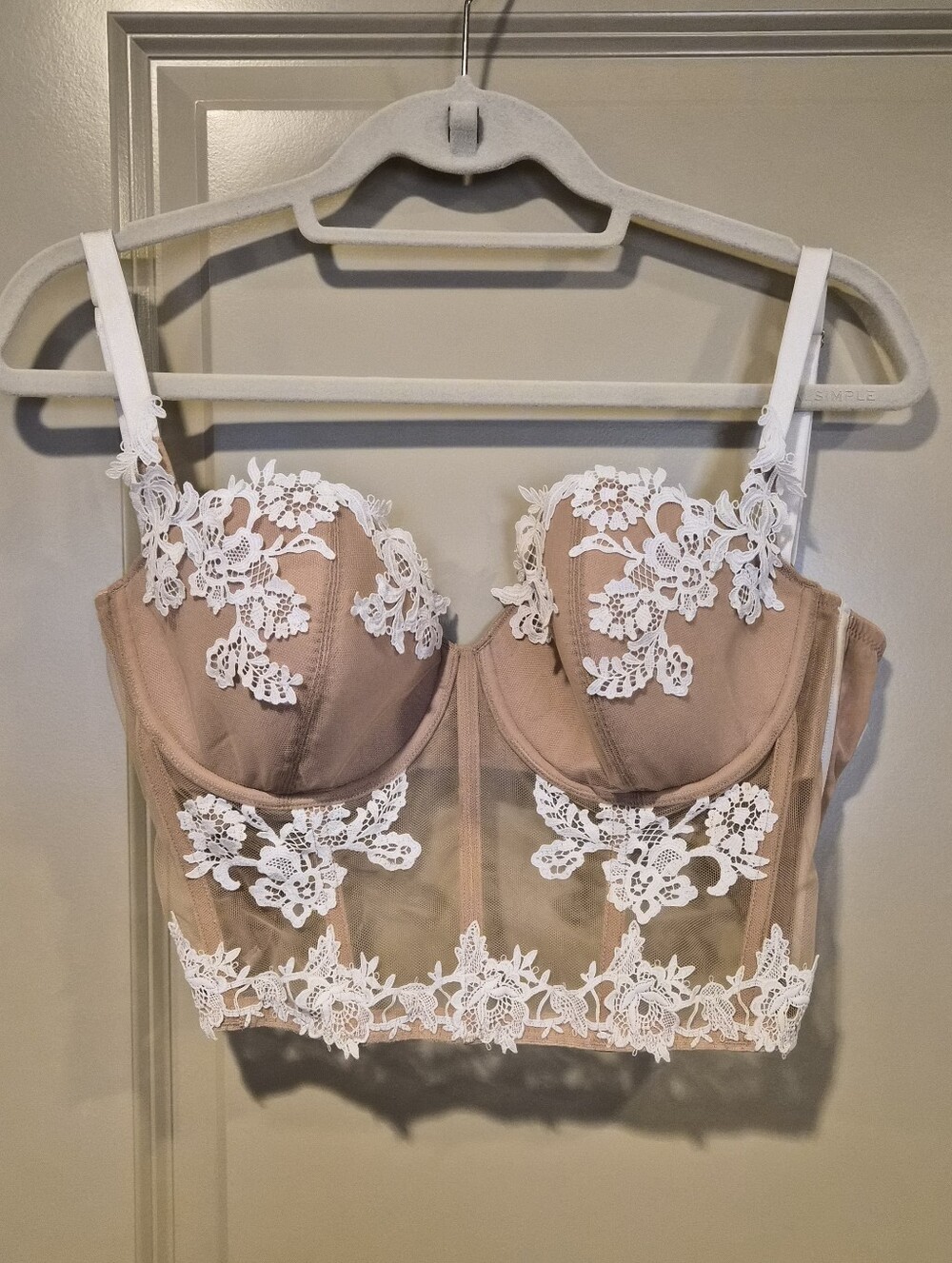 Victoria's Secret Bustier 36DD Dream Angels Embroidered Lace Longline Bra